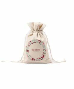 The American Store 1PC 2017 New Year Christmas Candy Bag Santa Claus Drawstring Canvas Sack Tableware Rustic Vintage Stockings Gift Bag GI899499