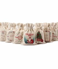 The American Store 1PC 2017 New Year Christmas Candy Bag Santa Claus Drawstring Canvas Sack Tableware Rustic Vintage Stockings Gift Bag GI899499