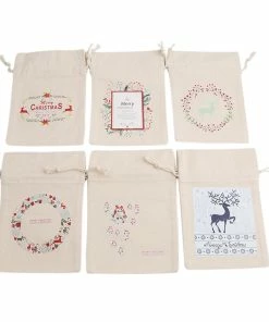 The American Store 1PC 2017 New Year Christmas Candy Bag Santa Claus Drawstring Canvas Sack Tableware Rustic Vintage Stockings Gift Bag GI899499