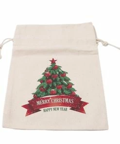The American Store 1PC 2017 New Year Christmas Candy Bag Santa Claus Drawstring Canvas Sack Tableware Rustic Vintage Stockings Gift Bag GI899499