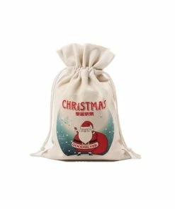 The American Store 1PC 2017 New Year Christmas Candy Bag Santa Claus Drawstring Canvas Sack Tableware Rustic Vintage Stockings Gift Bag GI899499