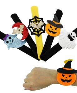 Shop2841004 Store 10 Chrismas Patted Circle Clap Ring Halloween Kids Masquerade Party Performance Pumpkin Witch Ghost Bat Bracelet Ornament Gifts Halloween Kids Clothing