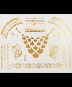 The American Store Halloween Temporary Tekashi69 Tattoos 1PC Flash Metallic Waterproof Tattoo Gold Silver Women Fashion Henna YS-51 Peacock Feather Design Face Freckle Temporary Tattoo