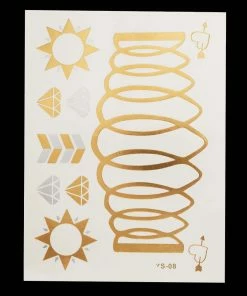 The American Store Halloween Temporary Tekashi69 Tattoos 1PC Flash Metallic Waterproof Tattoo Gold Silver Women Fashion Henna YS-51 Peacock Feather Design Face Freckle Temporary Tattoo