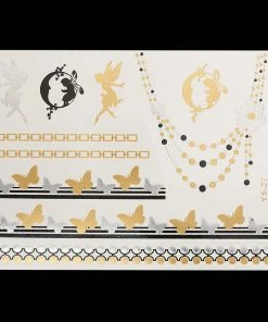 The American Store Halloween Temporary Tekashi69 Tattoos 1PC Flash Metallic Waterproof Tattoo Gold Silver Women Fashion Henna YS-51 Peacock Feather Design Face Freckle Temporary Tattoo