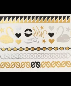 The American Store Halloween Temporary Tekashi69 Tattoos 1PC Flash Metallic Waterproof Tattoo Gold Silver Women Fashion Henna YS-51 Peacock Feather Design Face Freckle Temporary Tattoo