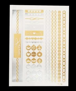 The American Store Halloween Temporary Tekashi69 Tattoos 1PC Flash Metallic Waterproof Tattoo Gold Silver Women Fashion Henna YS-51 Peacock Feather Design Face Freckle Temporary Tattoo