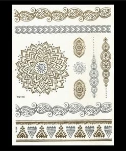 The American Store Halloween Temporary Tekashi69 Tattoos 1PC Flash Metallic Waterproof Tattoo Gold Silver Women Fashion Henna YS-51 Peacock Feather Design Face Freckle Temporary Tattoo