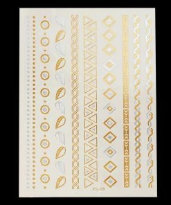 The American Store Halloween Temporary Tekashi69 Tattoos 1PC Flash Metallic Waterproof Tattoo Gold Silver Women Fashion Henna YS-51 Peacock Feather Design Face Freckle Temporary Tattoo