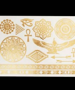 The American Store Halloween Temporary Tekashi69 Tattoos 1PC Flash Metallic Waterproof Tattoo Gold Silver Women Fashion Henna YS-51 Peacock Feather Design Face Freckle Temporary Tattoo