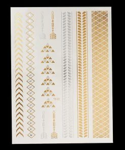 The American Store Halloween Temporary Tekashi69 Tattoos 1PC Flash Metallic Waterproof Tattoo Gold Silver Women Fashion Henna YS-51 Peacock Feather Design Face Freckle Temporary Tattoo