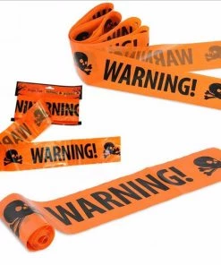 The Wheat Party Store 1PC Halloween Props Window Prop Warning Line Plastic Skull Head Warning Tape Signs Halloween Decoration Witch Balloons Lot
