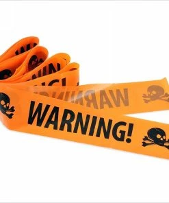 The Wheat Party Store 1PC Halloween Props Window Prop Warning Line Plastic Skull Head Warning Tape Signs Halloween Decoration Witch Balloons Lot