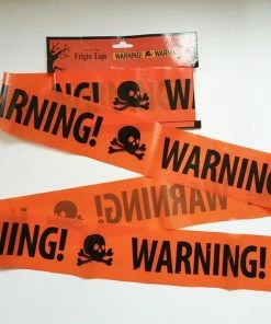 The Wheat Party Store 1PC Halloween Props Window Prop Warning Line Plastic Skull Head Warning Tape Signs Halloween Decoration Witch Balloons Lot