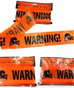 The Wheat Party Store 1PC Halloween Props Window Prop Warning Line Plastic Skull Head Warning Tape Signs Halloween Decoration Witch Balloons Lot