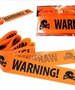 The Wheat Party Store 1PC Halloween Props Window Prop Warning Line Plastic Skull Head Warning Tape Signs Halloween Decoration Witch Balloons Lot
