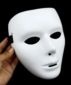 Hommy Store Halloween Mask 1Pc Cool PVC Mask Ghost Dance Masks Hip Hop Mask White Night Lights For Home Bar Nightclub Party Props Supplies