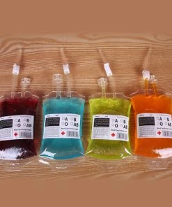 The American Store Halloween Prop 1Pc300ML Transparent Clear Blood Bag Pvc Reusable Blood Energy Drink Bag Halloween Decoration Pouch Props Vampire Party Supplies