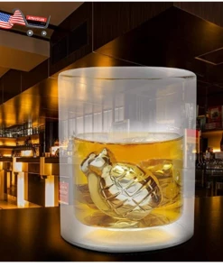 The American Store Whiskey Stone Grenade Shaped Stainless Steel With Storage Bag