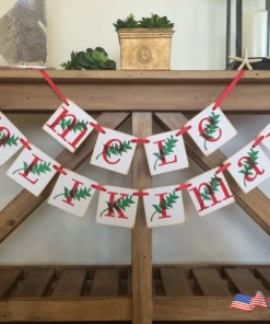 The American Store Christmas Banners Mele Kalikimaka Banner | Hawaiian Merry Christmas Sign |Christmas Card Garland Banner Tropical Holiday