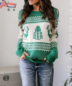 The American Store Buy Best Christmas Gift | Ugly Knitted Casual Long Sleeve | O Neck Deer Sweater For Women