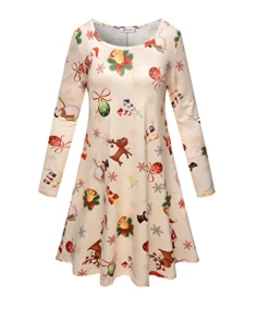 The American Store Autumn Winter New Women Christmas Dresses Long Sleeve O Neck Christmas Tree Snowman Printed Slim Dress Knee Length Big Size F40