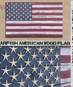 The American Store Starfish American Wooden Wall Flag - American Flag 4th Of July