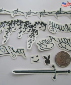 The American Store Halloween Temporary Tekashi69 Tattoos Post Malone Temporary Face + Neck Tattoos For Halloween Costume