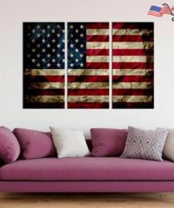 The American Store Concealment Flags American Rustic Patriotic 3 Panel US Flag | Deployment Gift For Firefighter And Police Officers