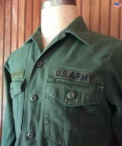 The American Store U.S. Army Medium Vietnam Era | Fatigue OG 107 | Cotton Green Sateen Shirt For Men's Vintage