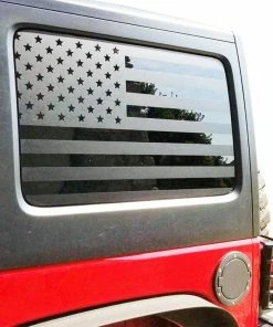 Onlineamericanstore Fits 2018-2021 Jeep Wrangler 4 Door JL JLU Rear Quarter Window American Flag Vinyl Decal Stickers 2019 2020 Patriotic Stickers