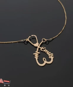 Medical Student Custom Stethoscope Necklace Gift | 18k GOLD FILL Graduation Gift | The American Store Custom Name Accessories