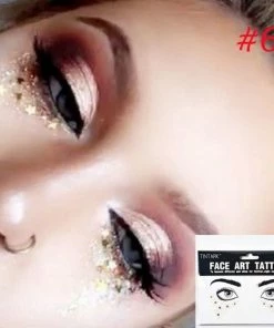 The American Store 1 Pack Face Temporary Tattoo Sticker Bling Bling Jewelry Face Eyes Stars Moon Freckle Beauty Makeup Sticker Halloween Temporary Tekashi69 Tattoos
