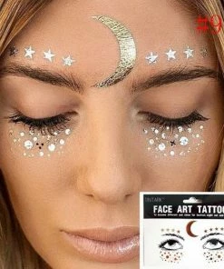 The American Store 1 Pack Face Temporary Tattoo Sticker Bling Bling Jewelry Face Eyes Stars Moon Freckle Beauty Makeup Sticker Halloween Temporary Tekashi69 Tattoos