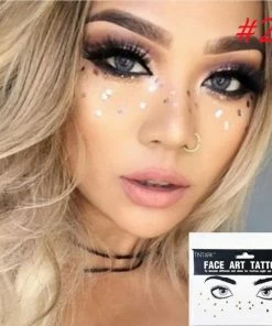 The American Store 1 Pack Face Temporary Tattoo Sticker Bling Bling Jewelry Face Eyes Stars Moon Freckle Beauty Makeup Sticker Halloween Temporary Tekashi69 Tattoos