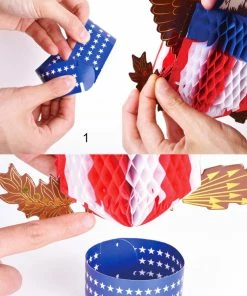 Onlineamericanstore Patriotic Theme Party Supplies 1pc 4th Of July Stars Stripes Bald Eagle Centerpiece Paper Honeycomb Table Decor Independence Day Patriotic Memorial Day USA