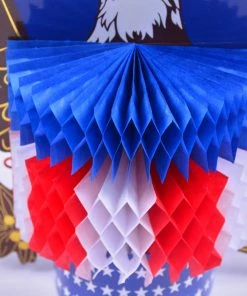 Onlineamericanstore Patriotic Theme Party Supplies 1pc 4th Of July Stars Stripes Bald Eagle Centerpiece Paper Honeycomb Table Decor Independence Day Patriotic Memorial Day USA