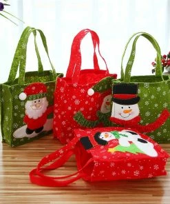 The American Store 1pc Creative Christmas Tree Snowman Santa Claus Candy Bag Handbag Home Party Decoration Gift Bag Christmas Supplies Christmas Gift Bag Collection