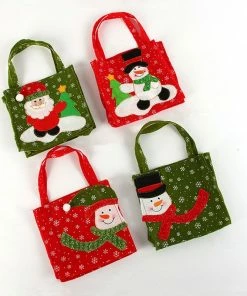 The American Store 1pc Creative Christmas Tree Snowman Santa Claus Candy Bag Handbag Home Party Decoration Gift Bag Christmas Supplies Christmas Gift Bag Collection