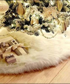 Petworld Store 1pc White Plush Christmas Tree Skirts Fur Carpet Merry Christmas Decoration For Home Natal Natal Tree Skirts New Year Decoration Christmas Decorations