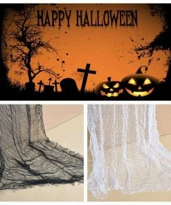 The American Store 1PC Gauze Sheer Gauze Element Yarn Roll Black And White Atmosphere Rendering Party Decor Halloween Decoration Halloween Decorations