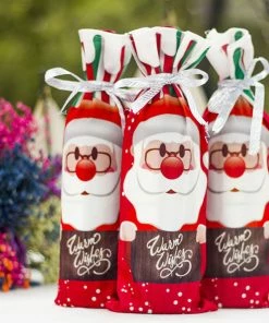 The American Store 1pcs AU Table Decor Dinner Party Red Wine Christmas Santa Tree Bottle Cover Bag Sets Bottle Decor For New Year Xmas Dinner Party