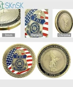 China Souvenir Coins Military Clothing & Accessories 1pcs/lot Fashion ST. Michael Souvenir Commemorate Coin Antique Bronzed Plated US FBI Special Agent Challenge Coins Collectibles