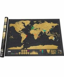 Online American Store 1Piece In Stock Deluxe Scratch Map / Deluxe Scratch World Map 82.5 X 59.5cm Black Map Scratch Flags & Banner