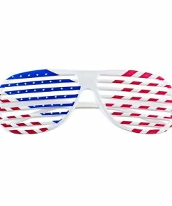 Onlineamericanstore 2 Pairs Of Patriotic 4th Of July American Flag Shutters Glasses Plastic Eyewear Shutter Shades Sunglasses Party Photobooth Props Patriotic Theme Party Supplies