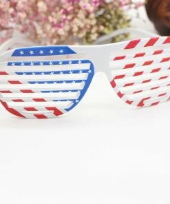 Onlineamericanstore 2 Pairs Of Patriotic 4th Of July American Flag Shutters Glasses Plastic Eyewear Shutter Shades Sunglasses Party Photobooth Props Patriotic Theme Party Supplies