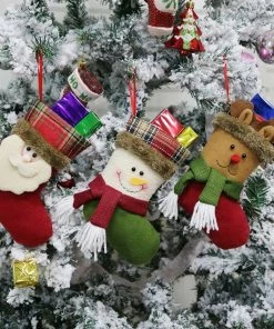 House Of Happiness Store 2018 Cute Sock Halloween Christmas Tree Hanging Pendant New Year Tree Pendants Christmas Gift Bag Party DIY Home Decorations