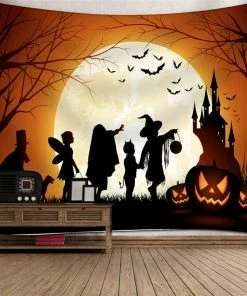Pastee Ky Store 2018 Hot Halloween Decoration Tapestry Halloween Moon Pumpkin Tapestry Room Bedspread Wall Art Hanging Home Decor Grand @40