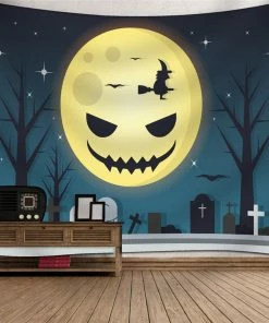Pastee Ky Store 2018 Hot Halloween Decoration Tapestry Halloween Moon Pumpkin Tapestry Room Bedspread Wall Art Hanging Home Decor Grand @40
