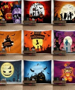 Pastee Ky Store 2018 Hot Halloween Decoration Tapestry Halloween Moon Pumpkin Tapestry Room Bedspread Wall Art Hanging Home Decor Grand @40